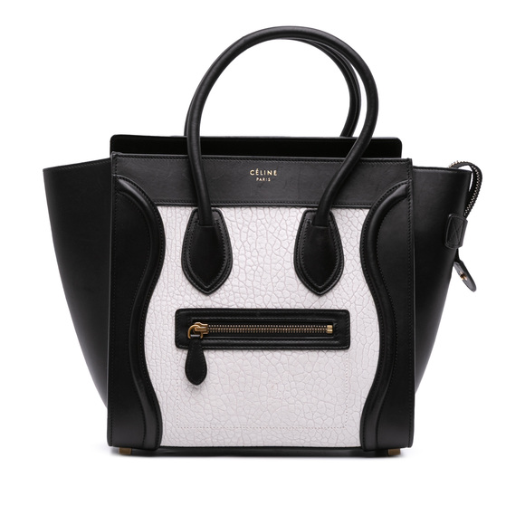 Pre-Loved Celine Micro Bicolor Leather Luggage Tote - Picture 1 of 11